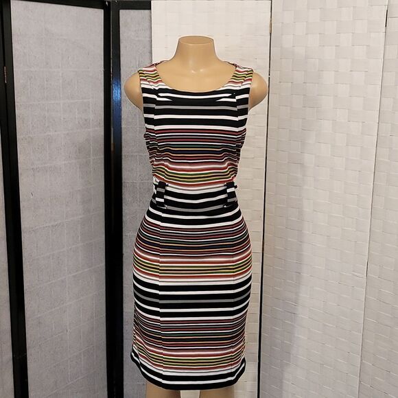 BRAND NEW I LE NEW YORK MULTI-COLOR STRIPE CASUAL DRESS - Picture 4 of 16